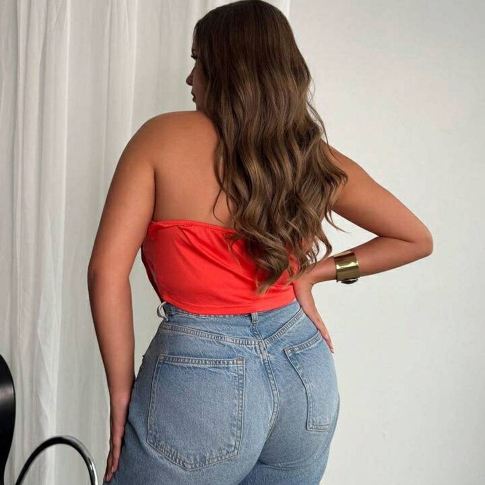 Red Strapless Top
